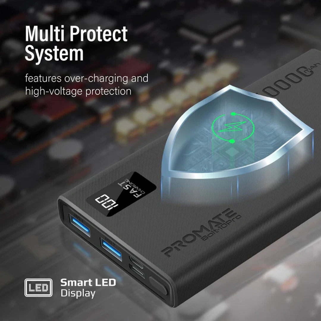 Promate Bolt-10 Pro Slim Design 10000mAh Power Bank with LCD in Qatar Promate Bolt-10 Pro Slim Design 10000mAh Power Bank with LCD in Qatar